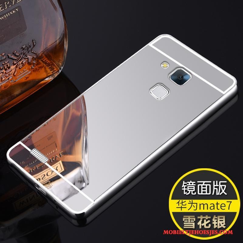 Huawei Ascend Mate 7 Hoes Anti-fall Hoesje Telefoon Omlijsting Mooie Metaal Zilver