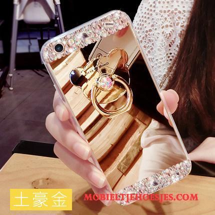 Huawei Ascend Mate 7 Ring Scheppend Met Strass Siliconen Goud Hanger Hoesje Telefoon