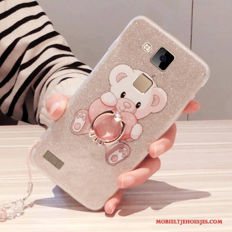 Huawei Ascend Mate 7 Trend Hanger Siliconen Hoesje Telefoon Anti-fall Roze Zilver