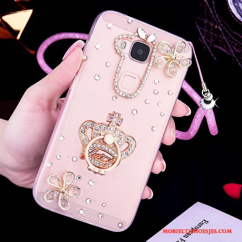 Huawei G7 Plus Anti-fall Hoes All Inclusive Hoesje Telefoon Roze Bescherming Met Strass