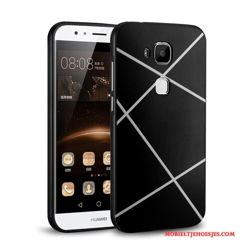 Huawei G7 Plus Hoes Metaal Hoesje Telefoon Dun Omlijsting Zwart Bescherming