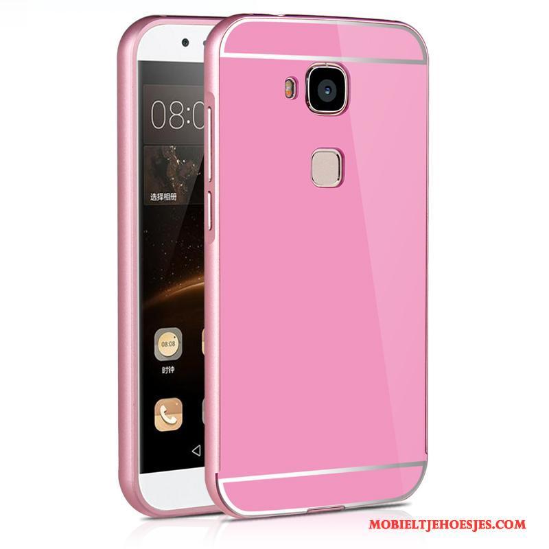 Huawei G7 Plus Hoesje Roze Omlijsting Bescherming Achterklep Anti-fall Hoes Metaal