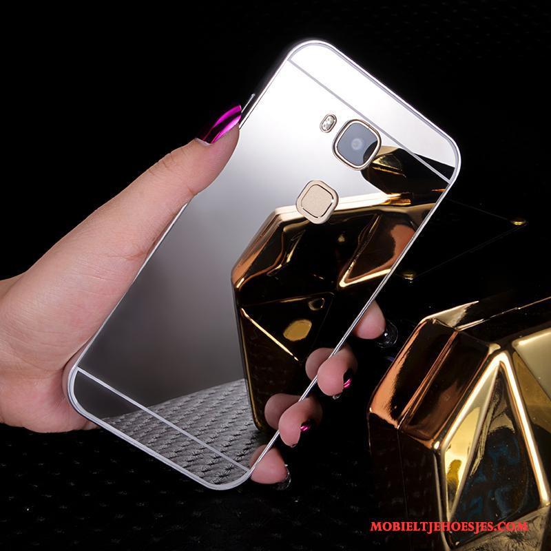 Huawei G7 Plus Hoesje Telefoon Zilver Omlijsting Metaal Spiegel