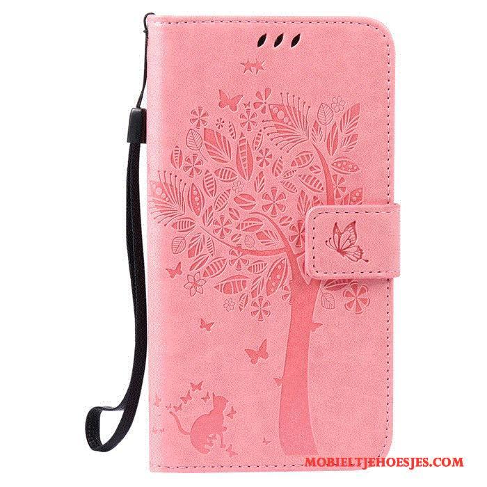 Huawei G7 Plus Leren Etui Hoes Clamshell Roze Mobiele Telefoon Open Het Venster Hoesje Telefoon