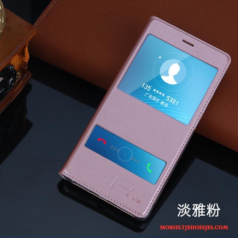 Huawei G9 Lite Hoesje Jeugd Leren Etui Clamshell Hoes Draak Roze Mobiele Telefoon