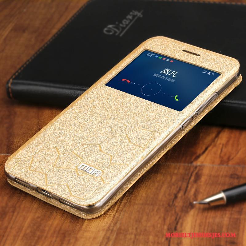 Huawei G9 Plus Bescherming Anti-fall Hoesje Telefoon Leren Etui Goud Folio