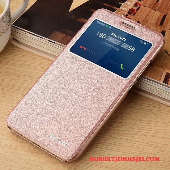 Huawei G9 Plus Bescherming Roze Hoesje Telefoon All Inclusive Anti-fall Clamshell Leren Etui