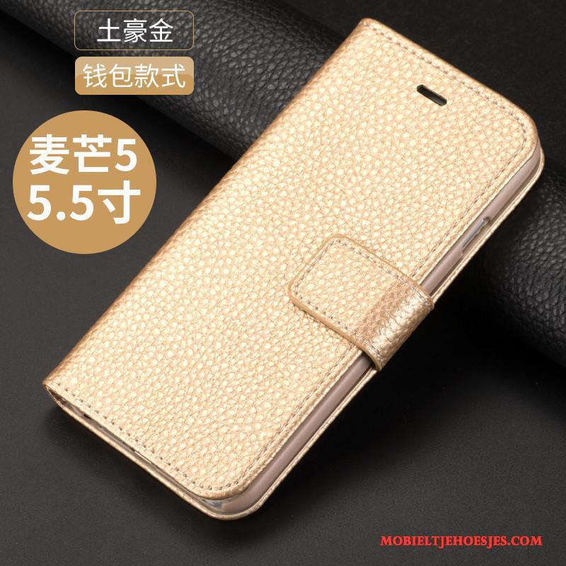 Huawei G9 Plus Goud Anti-fall Hoesje Telefoon Clamshell All Inclusive Leren Etui