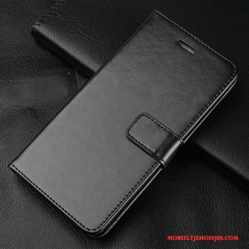 Huawei G9 Plus Hoes Zwart Bescherming Folio Hoesje Telefoon Leren Etui