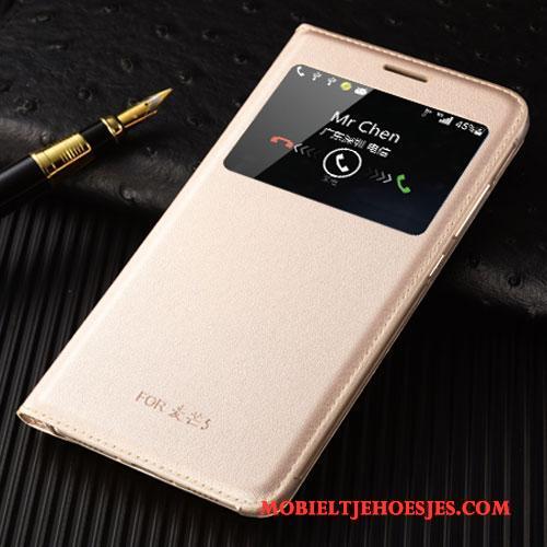 Huawei G9 Plus Hoesje Mobiele Telefoon Hoes Clamshell Bescherming Goud Leren Etui Anti-fall