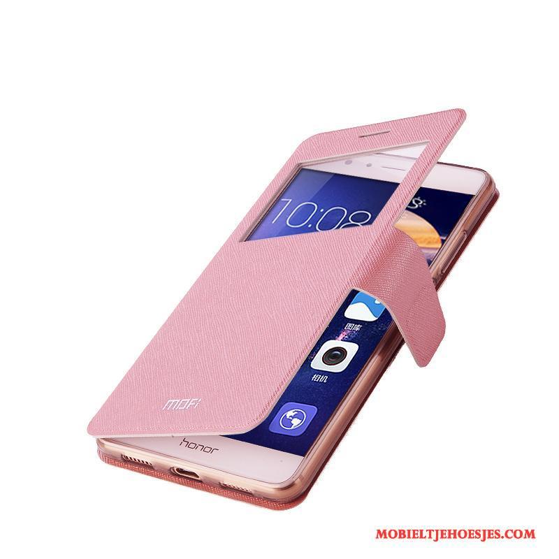 Huawei G9 Plus Hoesje Telefoon Roze All Inclusive Anti-fall Clamshell Bescherming Leren Etui