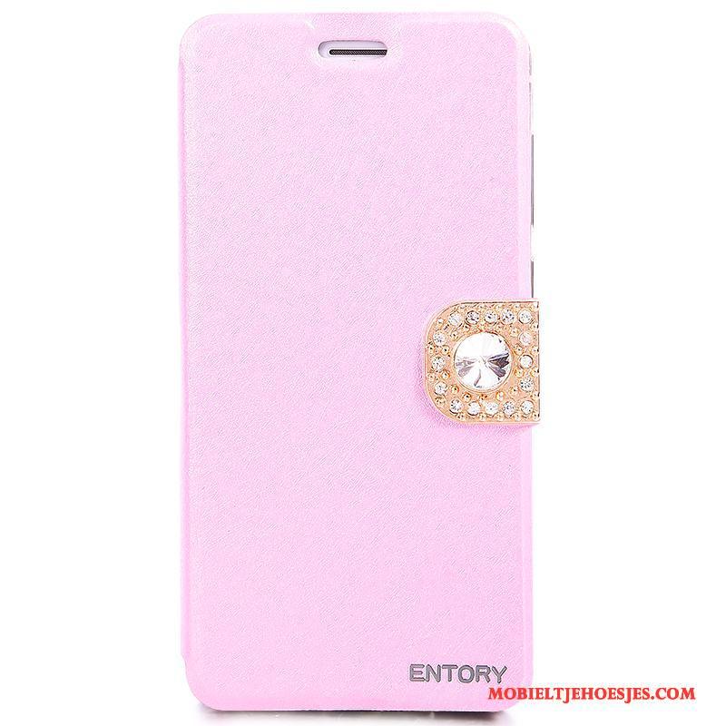 Huawei G9 Plus Leren Etui Folio Zacht Hoes Roze Hoesje Telefoon