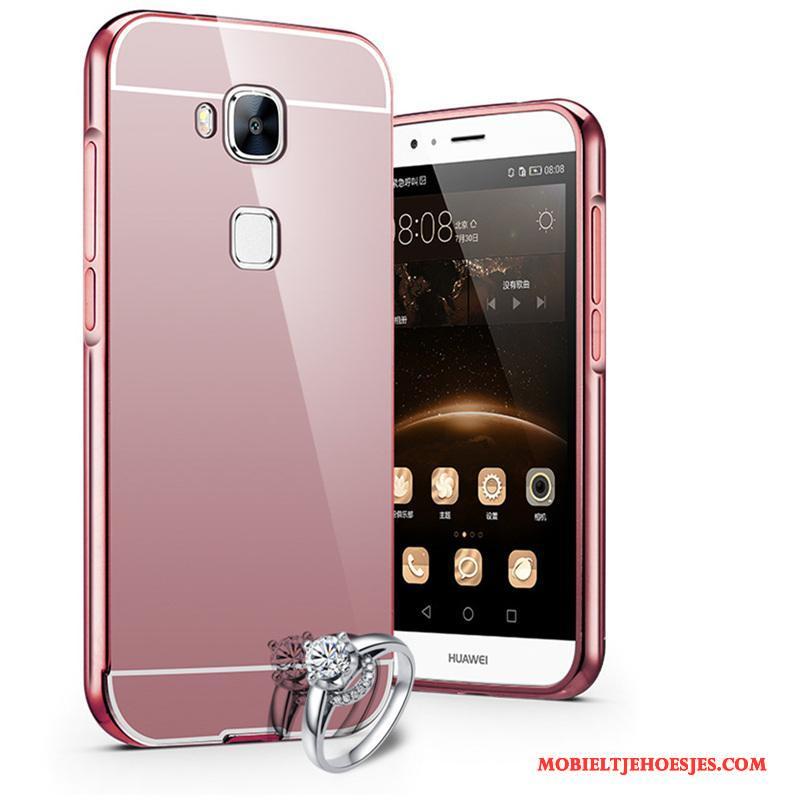 Huawei G9 Plus Metaal Trend Roze Bescherming Hoesje Telefoon Omlijsting Hard