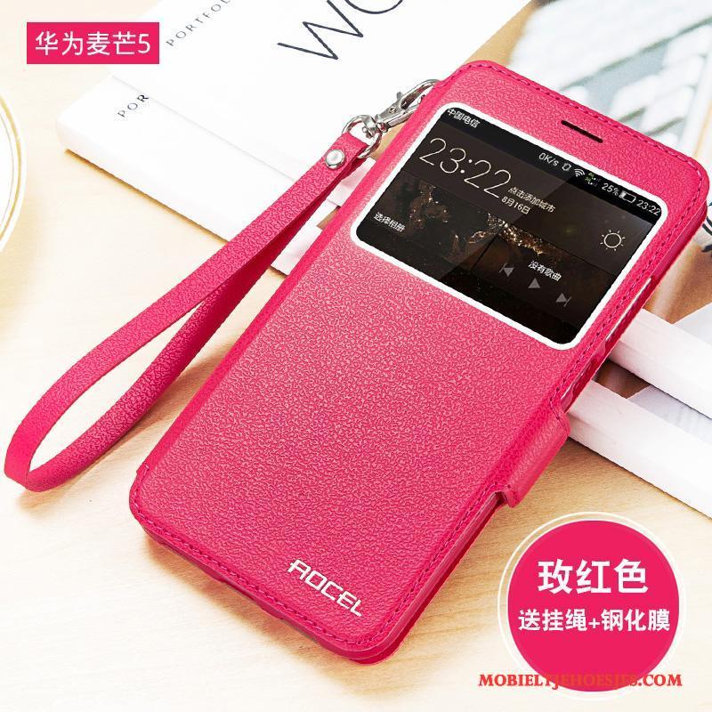 Huawei G9 Plus Rood Bescherming All Inclusive Hoesje Telefoon Anti-fall Leren Etui Folio