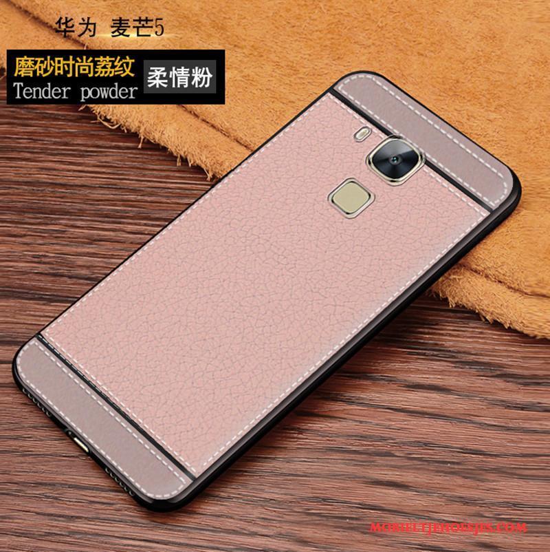 Huawei G9 Plus Skärmskydd Leren Etui Hoesje Telefoon Zoet Eenvoudige Roze