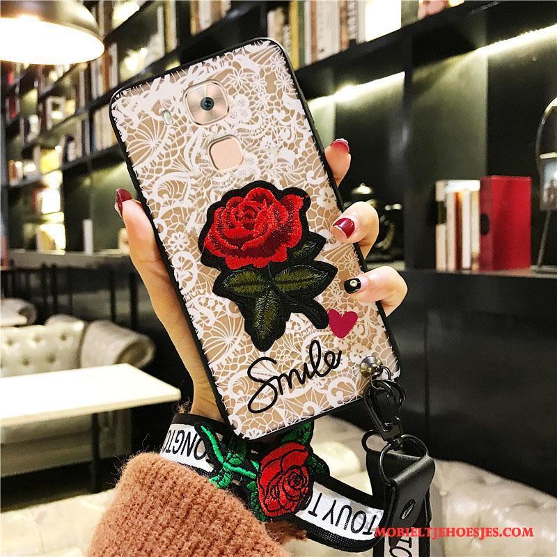 Huawei G9 Plus Wit Siliconen Hoesje Telefoon Trend Bloemen Zacht All Inclusive