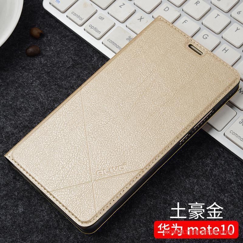 Huawei Mate 10 Bescherming Clamshell Goud Leren Etui Trend Hoes Hoesje Telefoon