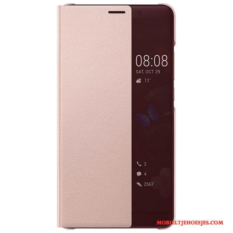 Huawei Mate 10 Clamshell Hoesje Telefoon Bescherming Leren Etui Roze