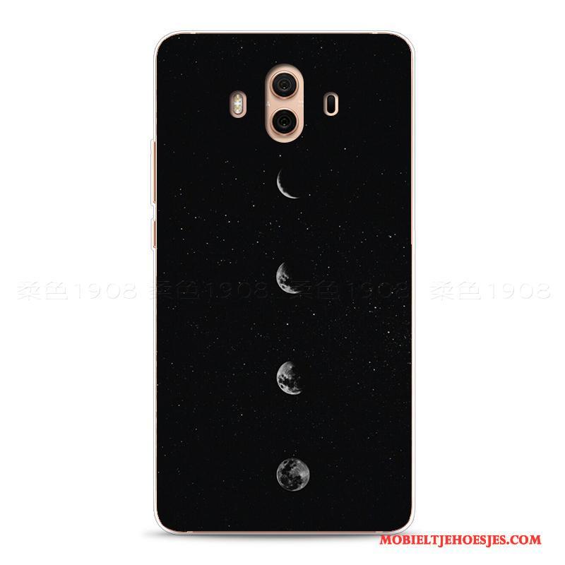 Huawei Mate 10 Heelal Wind Hoesje Telefoon Zwart Zacht Sterrenhemel Reliëf
