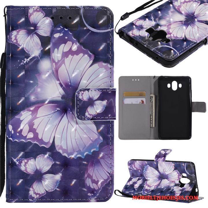 Huawei Mate 10 Hoes Bescherming Scheppend Clamshell Hoesje Telefoon Purper Leren Etui