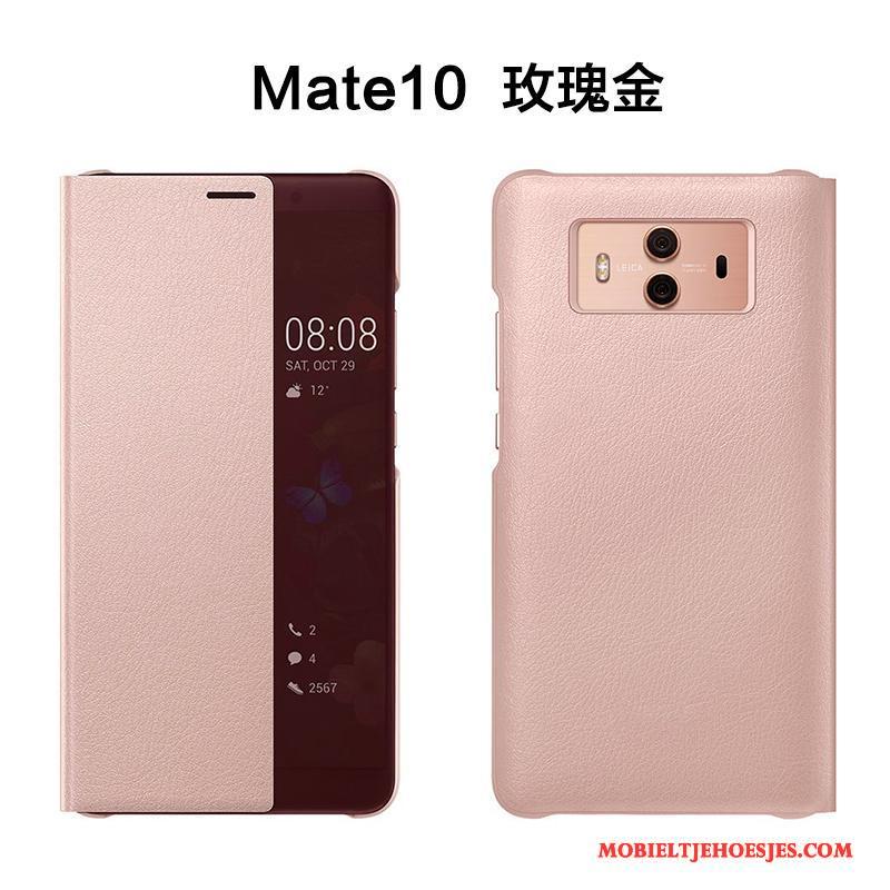 Huawei Mate 10 Hoes Leren Etui Bescherming Rose Goud Clamshell Anti-fall Hoesje Telefoon