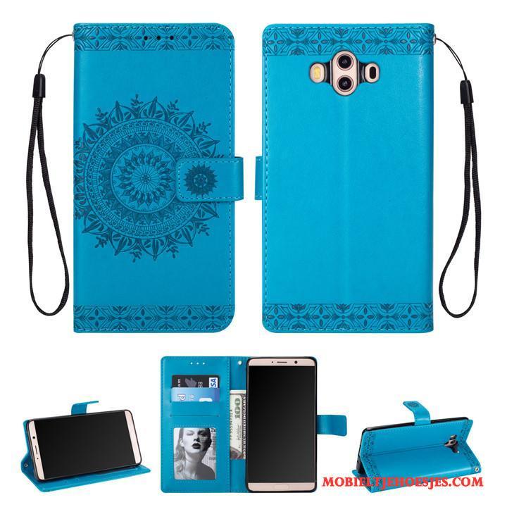 Huawei Mate 10 Hoesje Mobiele Telefoon Blauw Portemonnee Hoes Kaart All Inclusive Bescherming