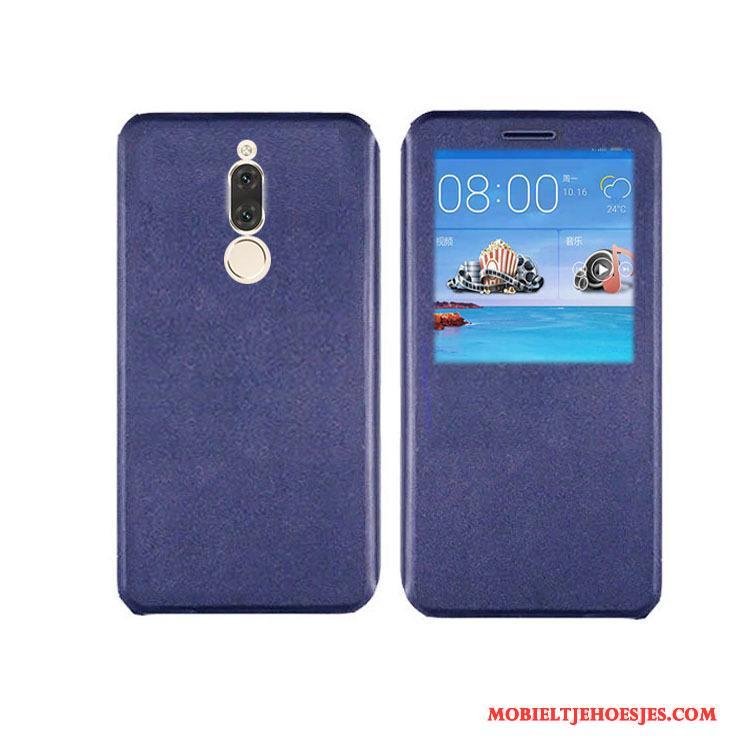 Huawei Mate 10 Lite Hoesje Hoes Mobiele Telefoon Zacht Leren Etui Bescherming Blauw Folio