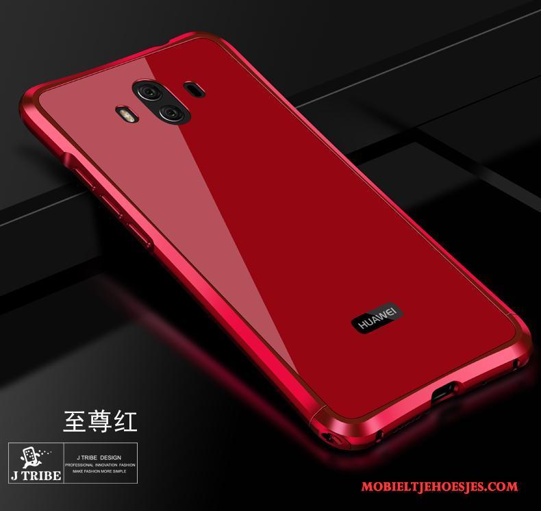 Huawei Mate 10 Metaal Hoesje Telefoon All Inclusive Anti-fall Rood Bescherming Omlijsting