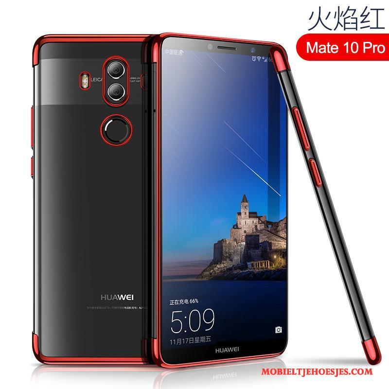 Huawei Mate 10 Pro Bescherming Zacht Siliconen Doorzichtig Rood All Inclusive Hoesje Telefoon