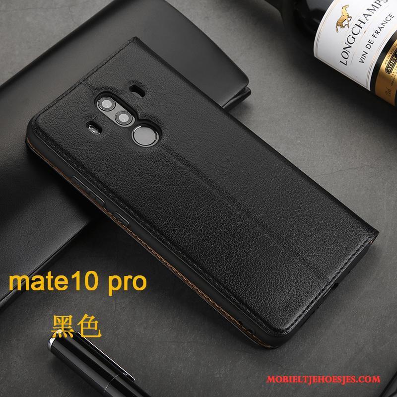 Huawei Mate 10 Pro Folio Anti-fall Leren Etui Bedrijf Hoesje Telefoon All Inclusive Zwart