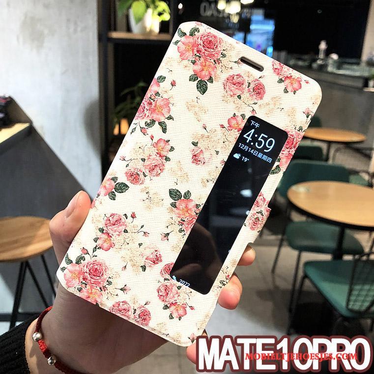 Huawei Mate 10 Pro Hoesje Leren Etui Roze Hoes Folio Scheppend Mobiele Telefoon Winterslaap