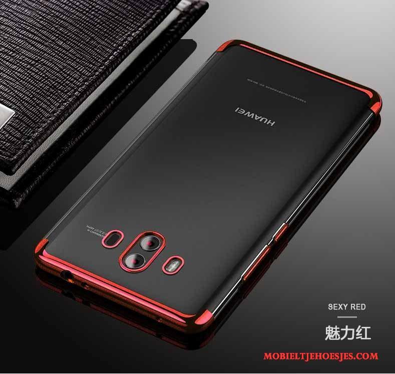 Huawei Mate 10 Pro Hoesje Siliconen Doorzichtig All Inclusive Zacht Hoes Rood Trendy Merk