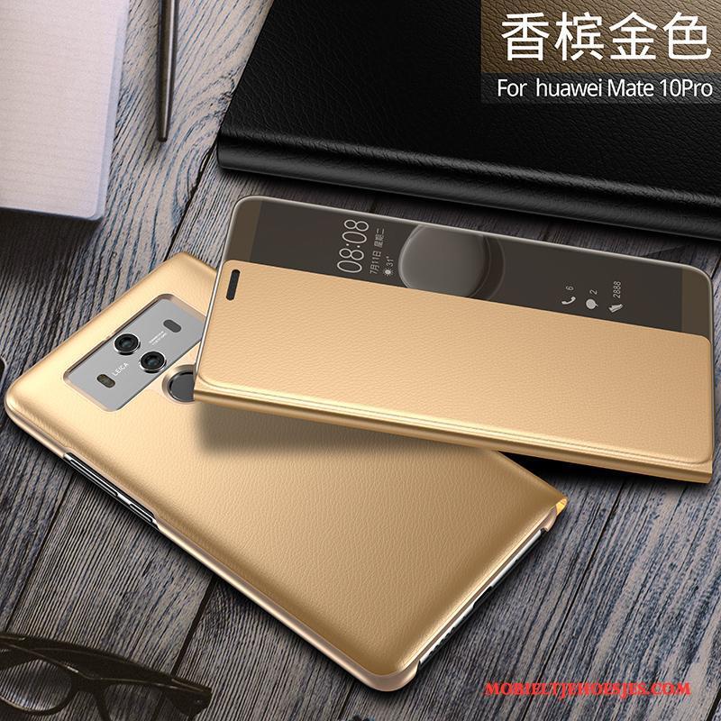 Huawei Mate 10 Pro Hoesje Telefoon Bescherming Leren Etui All Inclusive Anti-fall Goud Folio