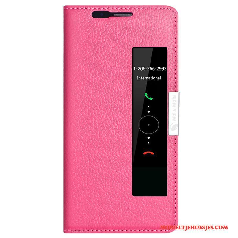 Huawei Mate 10 Pro Hoesje Telefoon Folio Rood Leren Etui Anti-fall