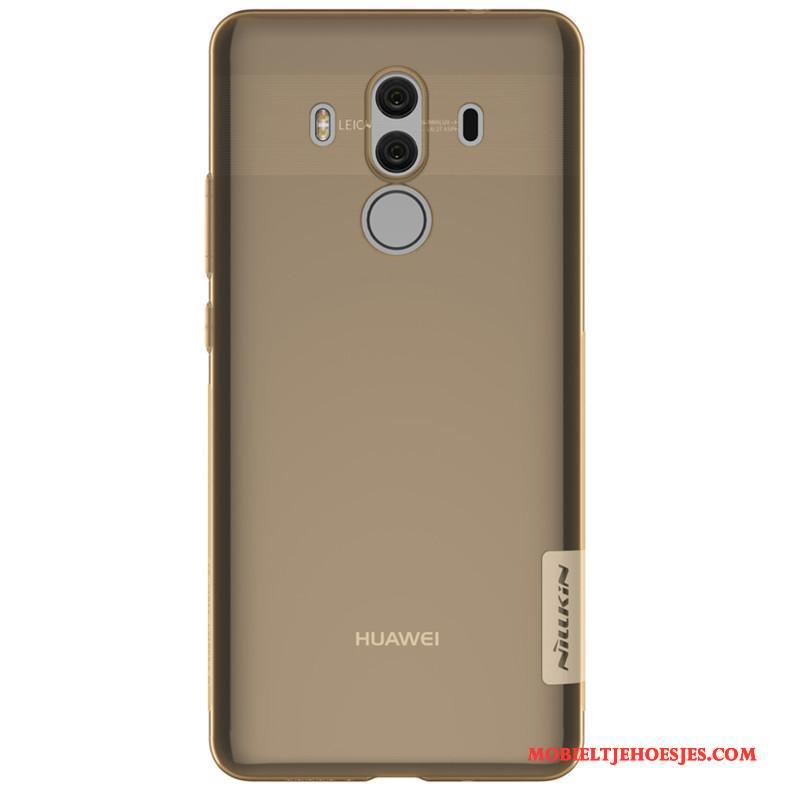 Huawei Mate 10 Pro Hoesje Telefoon Siliconenhoesje Doorzichtig Goud Hemming