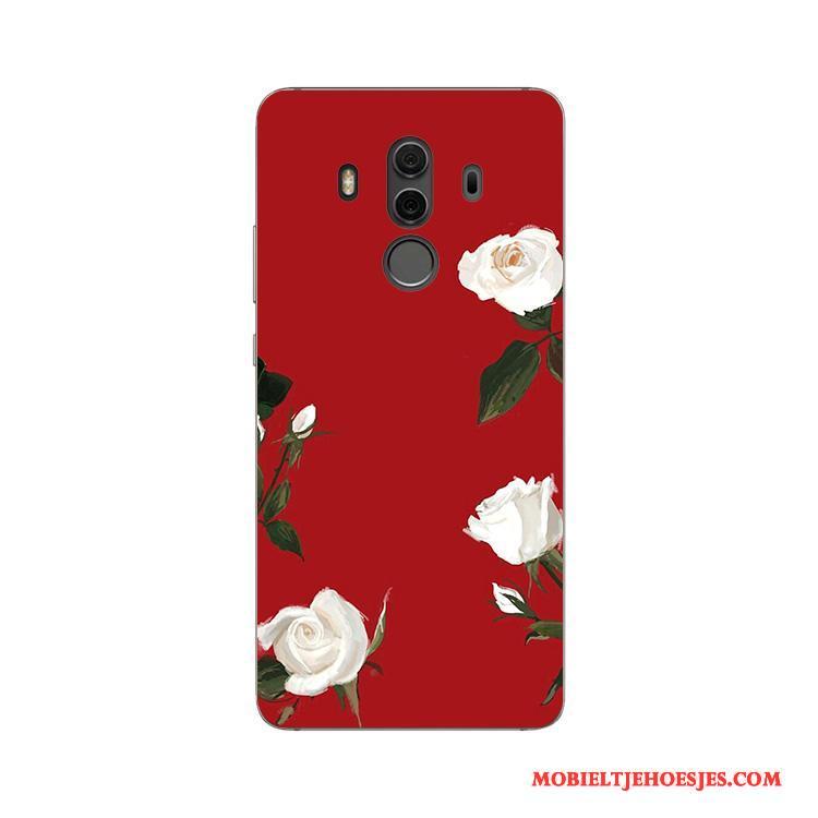 Huawei Mate 10 Pro Zacht Bloemen Kunst Vers Rood Hoesje Telefoon Bescherming