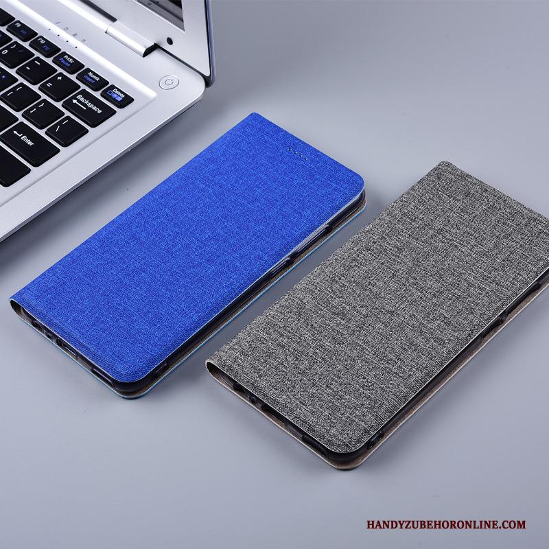 Huawei Mate 20 Lite Folio Siliconen Leren Etui Katoen En Linnen Hoesje Telefoon Blauw Bescherming