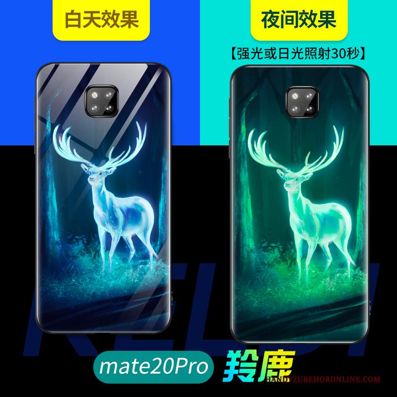 Huawei Mate 20 Pro Lichtende Schrobben Hoesje Telefoon Blauw Net Red Scheppend Bescherming