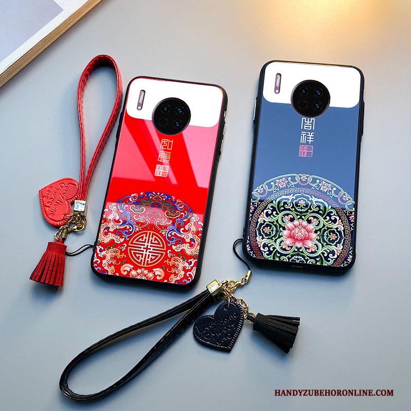 Huawei Mate 30 Hoesje All Inclusive Rood Siliconen Net Red Rat Bescherming Chinese Stijl