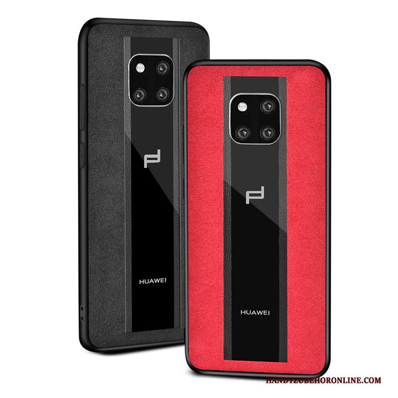 Huawei Mate 30 Rs Bescherming Hoes Rood Suede Anti-fall Hoesje Telefoon Glas