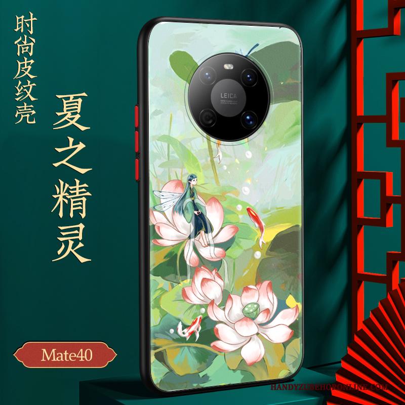 Huawei Mate 40 Hoes Anti-fall Groen Hoesje Telefoon Persoonlijk Chinese Stijl Scheppend