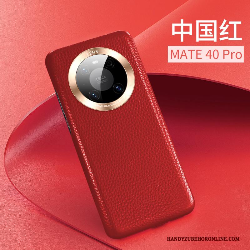 Huawei Mate 40 Pro Hoesje Rood High End Dun Leren Etui Leer Nieuw Bescherming