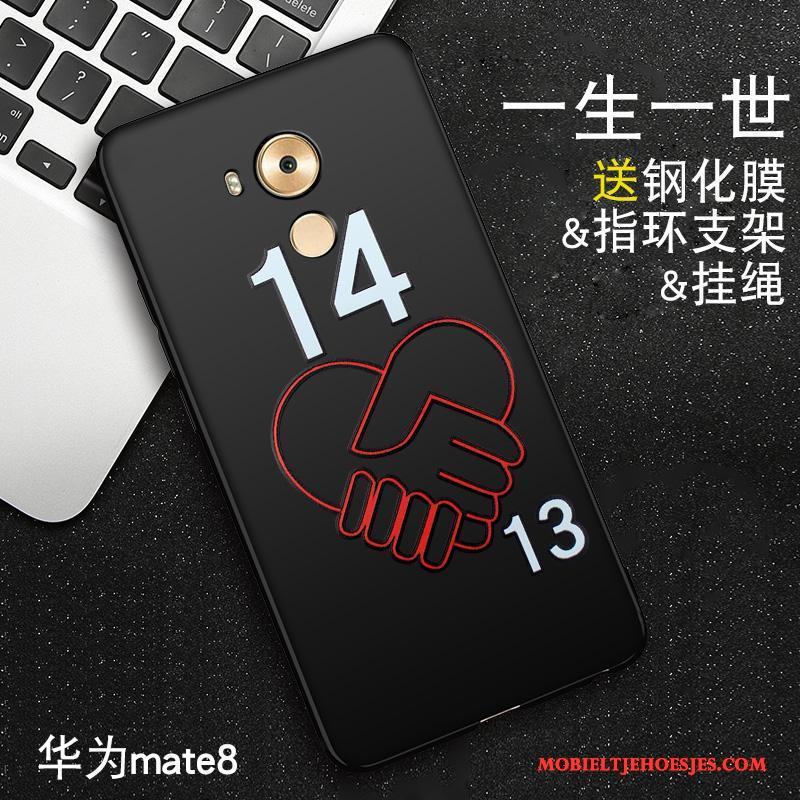 Huawei Mate 8 Siliconen Zacht Bescherming Hoesje Telefoon Zwart Hanger Reliëf