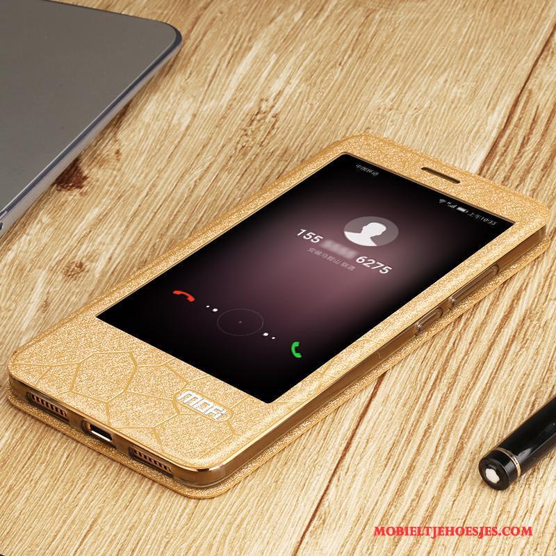 Huawei Mate 9 Bescherming Siliconen Windows Goud Leren Etui Hoesje Telefoon