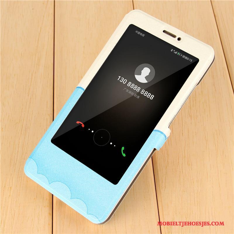 Huawei Mate 9 Hoes Lichtblauw Scheppend Mooie Hoesje Winterslaap Spotprent