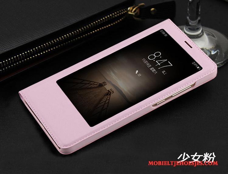 Huawei Mate 9 Hoesje Leren Etui Bescherming Roze All Inclusive Clamshell Hoes Anti-fall