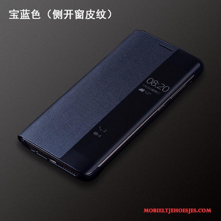 Huawei Mate 9 Pro Hoes Hoesje Telefoon Bescherming Leren Etui Blauw