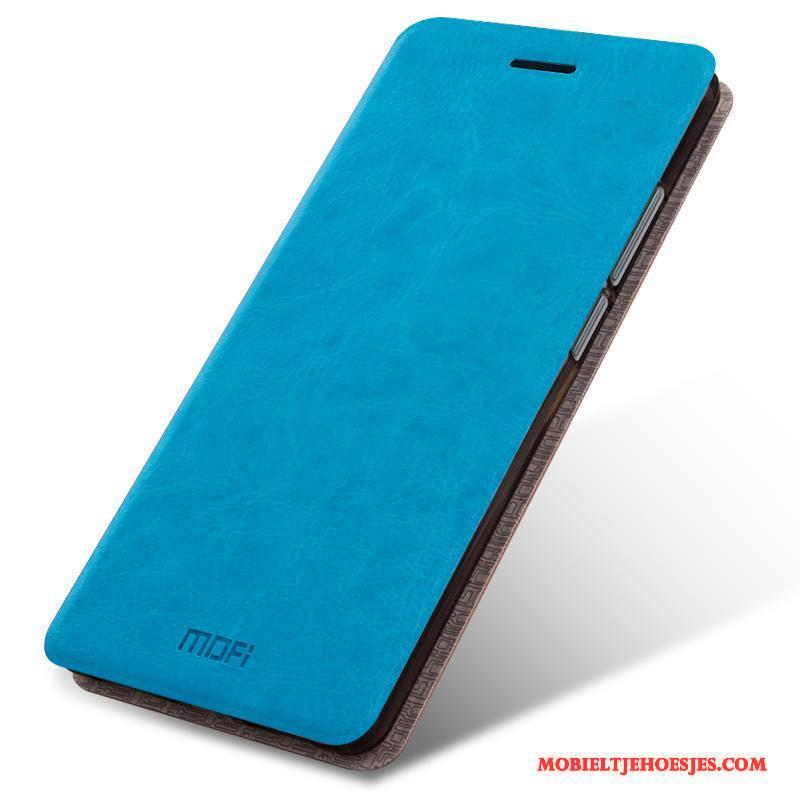 Huawei Mate 9 Pro Hoes Leren Etui Hoesje Mobiele Telefoon Lichtblauw Folio Bedrijf