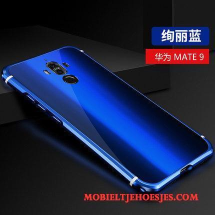 Huawei Mate 9 Trendy Merk Scheppend Hoes Hoesje Telefoon Blauw Metaal