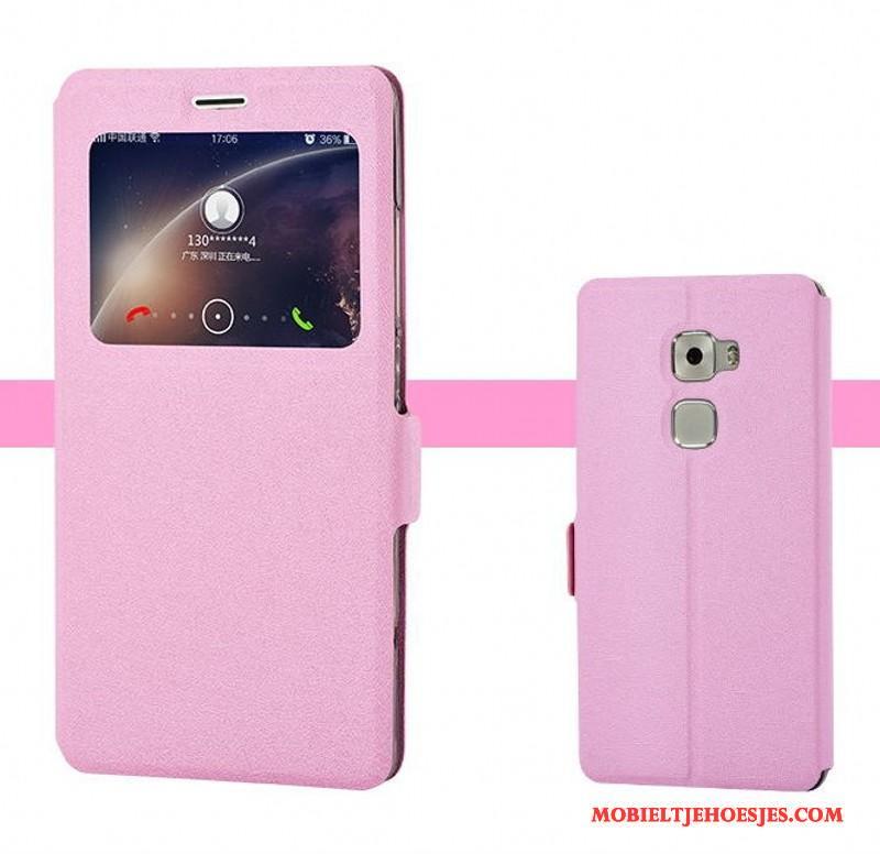 Huawei Mate S Roze Trend Anti-fall Bescherming Folio Hoesje Telefoon Leren Etui